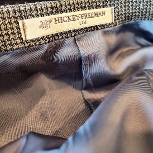 Hickey Freeman Ltd. Men's Silk Wool Houndstooth Grey Sport Coat Blazer 46 Reg - Picture 10 of 12